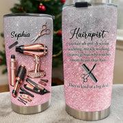 Hairapist Scissor Wielding Miracle Working Hair Stylist Tools Glitter Design - Personalized Custom Stainless Steel Tumbler 20oz 30oz - HAIR063_TB