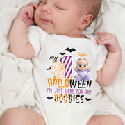 My First Halloween Just Here For The Boobies - Personalized Custom Baby Onesie - HALW031_ONES
