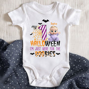My First Halloween Just Here For The Boobies - Personalized Custom Baby Onesie - HALW031_ONES