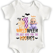 My First Halloween Just Here For The Boobies - Personalized Custom Baby Onesie - HALW031_ONES