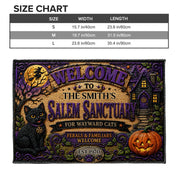 Welcome To Our Salem Sanctuary Black Cat And Pumpkin - Personalized Custom Doormat - HALW110_DRM
