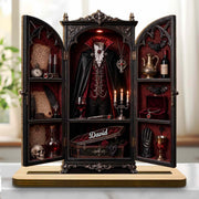 Vampire's Hidden Lair Of The Undead With Gothic Suit And Coffin - Personalized Custom 2-Layer Wood Plaque With Flat Base - HALW113_WPLA