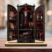 Vampire's Hidden Lair Of The Undead With Gothic Suit And Coffin - Personalized Custom 2-Layer Wood Plaque With Flat Base - HALW113_WPLA