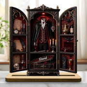 Vampire's Hidden Lair Of The Undead With Gothic Suit And Coffin - Personalized Custom 2-Layer Wood Plaque With Flat Base - HALW113_WPLA