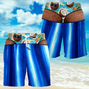 Chilling On The Beach With Coconuts And Palm Leaves - Personalized Men's Beach Shorts - HIM107_MEBES