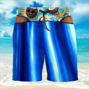 Chilling On The Beach With Coconuts And Palm Leaves - Personalized Men's Beach Shorts - HIM107_MEBES