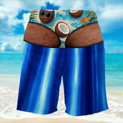 Chilling On The Beach With Coconuts And Palm Leaves - Personalized Men's Beach Shorts - HIM107_MEBES