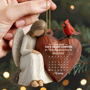 The Moment Your Heart Stopped, Angel Holding Heart - Personalized Custom Wood Ornament, Custom Shaped - HME453_WDO