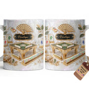 Mahjong A Game Of Strategy And Beauty With Mother Of Pearl Tiles And Fan - Personalized Custom Coffee Mug - HOB219_MG