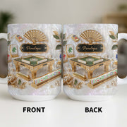 Mahjong A Game Of Strategy And Beauty With Mother Of Pearl Tiles And Fan - Personalized Custom Coffee Mug - HOB219_MG