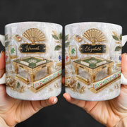 Mahjong A Game Of Strategy And Beauty With Mother Of Pearl Tiles And Fan - Personalized Custom Coffee Mug - HOB219_MG