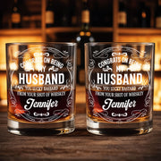 Congrats On Being My Husband, You Lucky (Workaround for offensive term) - Personalized Custom Whiskey Glass - HSB032_RWG