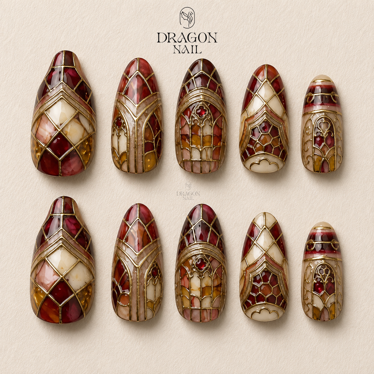 Autumn Stained Glass Elegance Press On Nails