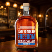 250 Years Of Freedom American Flag Patriotic Design - Personalized Whiskey Bottle - INDE176_WHIBA