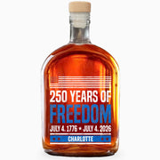250 Years Of Freedom American Flag Patriotic Design - Personalized Whiskey Bottle - INDE176_WHIBA