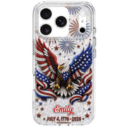 Independence Day Bald Eagle With American Flag And Fireworks - Personalized Clear Phone Case - INDE487_PHC