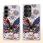 Independence Day Bald Eagle With American Flag And Fireworks - Personalized Clear Phone Case - INDE487_PHC