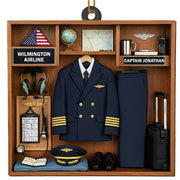 Proud Moment For Our Captain, Airline Uniform And Travel Essentials - Personalized Custom Wood Ornament, Custom Shaped - JBS042_WDO