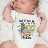 Pack My Diapers, Going To The Beach With Palm Tree - Personalized Custom Baby Onesie - KID102_ONES