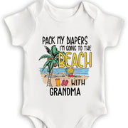Pack My Diapers, Going To The Beach With Palm Tree - Personalized Custom Baby Onesie - KID102_ONES