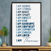 I Am Unique, Strong, Brave Typography Poster - Personalized Custom Vertical Poster - KID294_VPOS