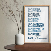 I Am Unique, Strong, Brave Typography Poster - Personalized Custom Vertical Poster - KID294_VPOS