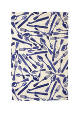 Knives & Forks Tea Towel-- Dark Blue