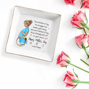 This Mother's Day I'm Snuggled Up Inside Your Belly Pregnant Woman - Personalized Custom Jewelry Dish, Square Ceramic Dish - MOM259_SCRD