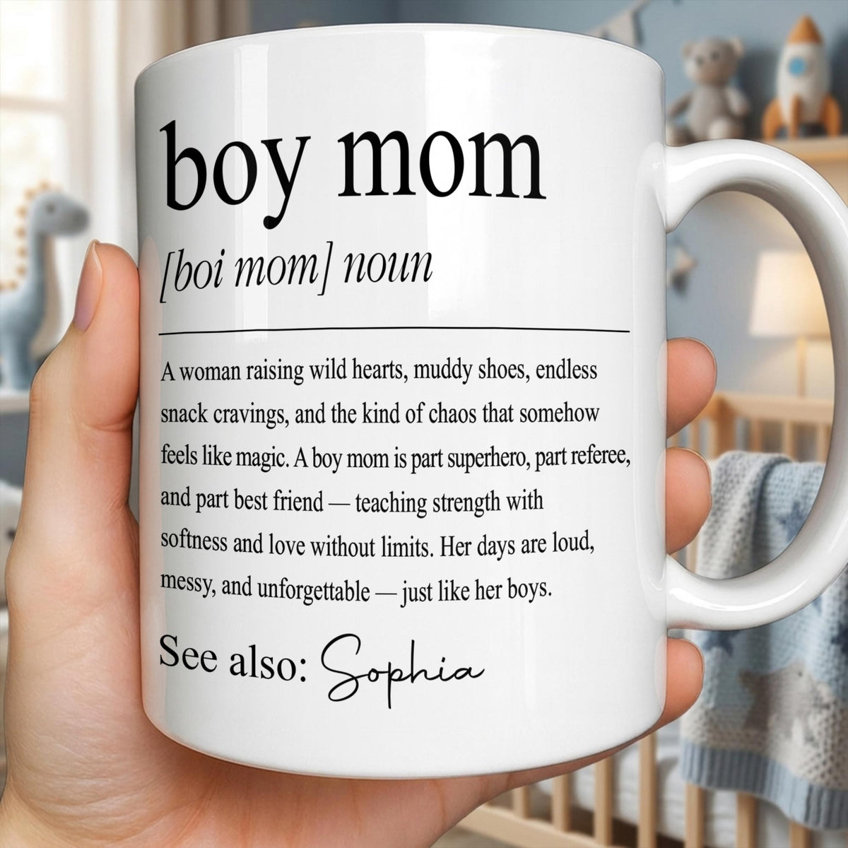 Boy Mom Raising Wild Hearts Dictionary Definition Typography - Personalized Custom Coffee Mug - MOM295_MG