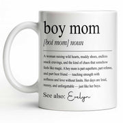 Boy Mom Raising Wild Hearts Dictionary Definition Typography - Personalized Custom Coffee Mug - MOM295_MG