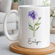 Boy Mom Definition With Custom Birth Month Flower Design - Personalized Custom Coffee Mug - MOM381_MG