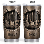 Music Is The Soul Of Life 3D Effect Guitars And Stone Wall - Personalized Custom Stainless Steel Tumbler 20oz 30oz - MUSIC097_TB