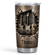 Music Is The Soul Of Life 3D Effect Guitars And Stone Wall - Personalized Custom Stainless Steel Tumbler 20oz 30oz - MUSIC097_TB