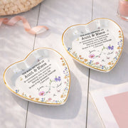 The Bond Between An Aunt And Niece Unbreakable Flower Butterfly Heart - Personalized Custom Jewelry Dish, Ceramic Dish, Heart Shape - NCE022_HCRF