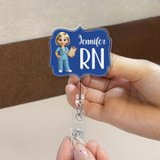 Custom Cheerful Cartoon Nurse Badge Reel - Custom Acrylic Badge Reel - NUR014_AREEL