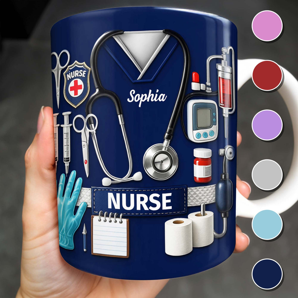 Celebrate Our Everyday Heroes, Nurse-Themed Design - Personalized Custom Coffee Mug - NUR056_MG