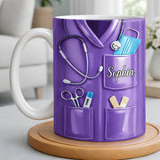 Nurse Nutrition Facts Compassion, Sleep, Courage Mug Design - Personalized Custom Coffee Mug - NUR060_MG