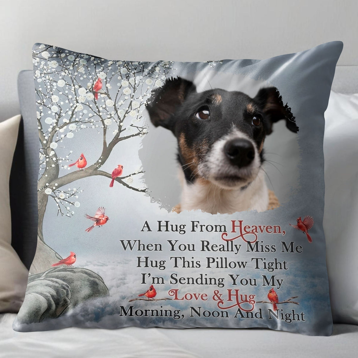 A Hug From Heaven, Pillow With Dog And Birds - Personalized Custom Pillow, Insert Included - PME154_PLW