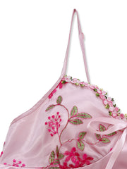 [Pre-Sale] Pink 1950s Embroidered Floral Mesh Satin Nightgown