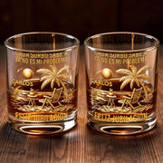 Cada Sorbo Sabe A Palm Tree Beach Chair - Personalized Custom Whiskey Glass - RETIRE036_RWG