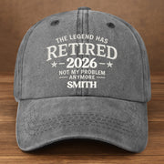 The Legend Has Retired Not My Problem Anymore Stars Design - Personalized Custom Washed Denim Cap - RETIRE120_WDCAP