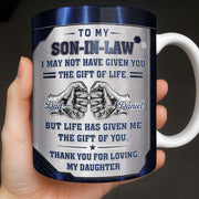 To My Son In Law Gift Of Life Fist Bump Metal Style - Personalized Custom Coffee Mug - SILA083_MG
