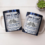 To My Son In Law Gift Of Life Fist Bump Metal Style - Personalized Custom Coffee Mug - SILA083_MG