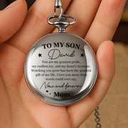To My Son, Now And Forever, Stars - Personalized Silver Plated Pocket Watch - SON014_SWATCH