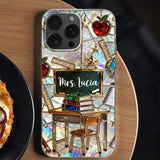 Classroom Inspired Teacher Book and Apple Design - Personalized Clear Phone Case - TEACH070_PHC