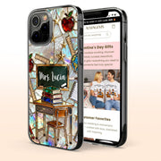 Classroom Inspired Teacher Book and Apple Design - Personalized Clear Phone Case - TEACH070_PHC