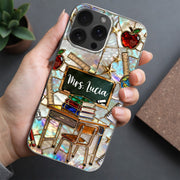 Classroom Inspired Teacher Book and Apple Design - Personalized Clear Phone Case - TEACH070_PHC