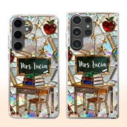 Classroom Inspired Teacher Book and Apple Design - Personalized Clear Phone Case - TEACH070_PHC