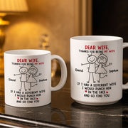 Dear Wife Thanks For Being My Wife, Stick Figures And Hearts - Personalized Custom Coffee Mug - WIF059_MG