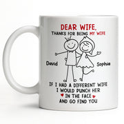 Dear Wife Thanks For Being My Wife, Stick Figures And Hearts - Personalized Custom Coffee Mug - WIF059_MG
